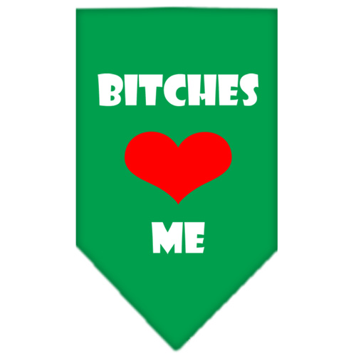 Bitches Love Me Screen Print Bandana Emerald Green Large